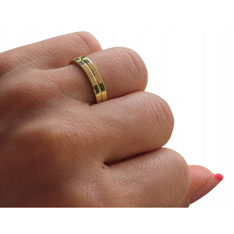 Srebrna obrączka pozłacana 24K pr. 925 | Grawer