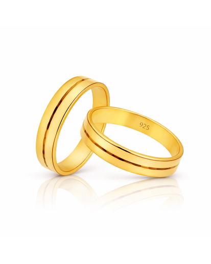 Srebrna obrączka pozłacana 24K pr. 925 | Grawer