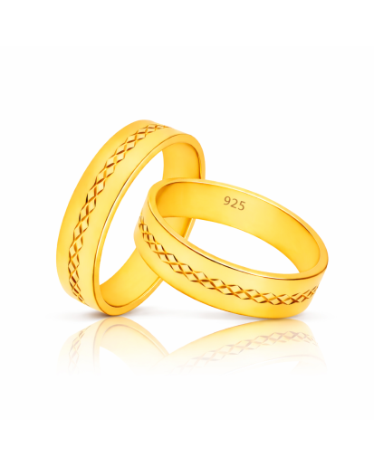 Pozłacana obrączka diamentowana srebro 925 5 mm | KALA SILVER