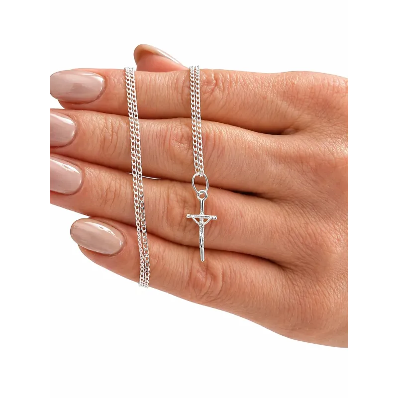 Zestaw komunijny srebro 925 – krzyżyk + łańcuszek | grawer