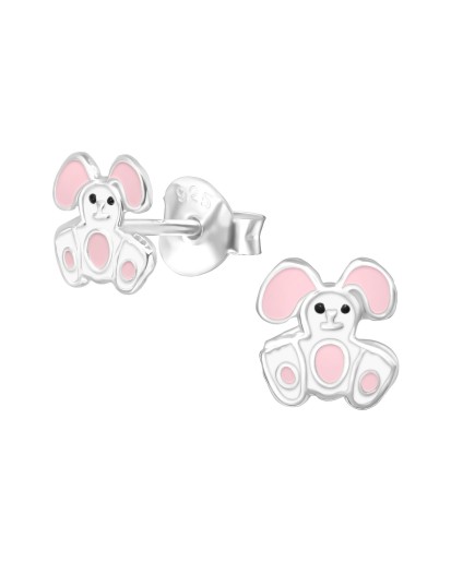 Srebrne kolczyki dla dziewczynki króliczki wkrętki srebro 925
