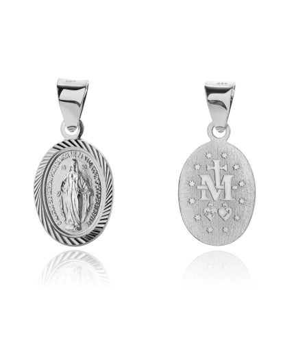 Srebrny cudowny medalik Matka Boska Niepokalana 925