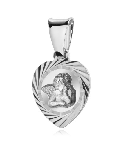 Srebrny medalik Święty Michał Archanioł w serduszku 925