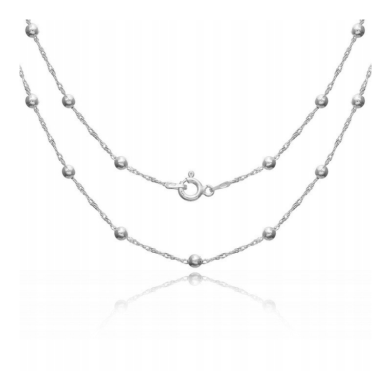 Srebrny łańcuszek Singapur z kulkami 925 – 45–60 cm damski