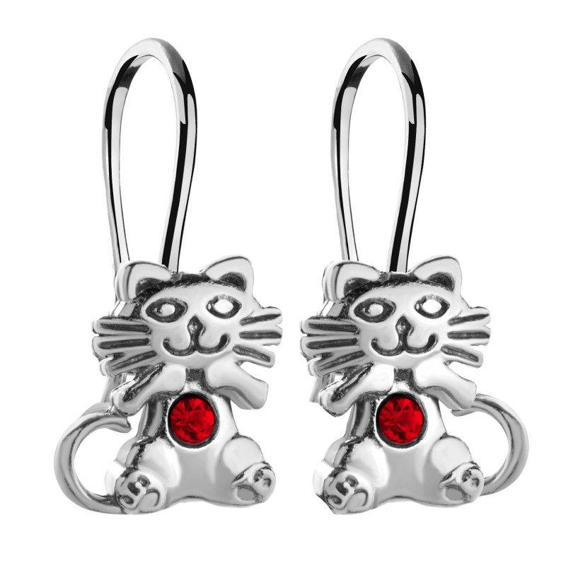 SREBRNE KOLCZYKI DZIECIĘCE WISZĄCE KOTY KOTKI PRÓBA 925
