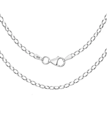 Srebrny łańcuszek Rolo 925 okrągłe ogniwa – 45–100 cm