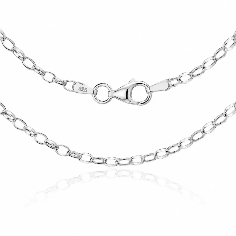Srebrny łańcuszek Rolo 925 okrągłe ogniwa – 45–100 cm