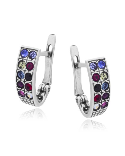 SREBRNE OKSYDOWANE KOLCZYKI DAMSKIE PRZECINKI CYRKONIA SREBRO 925