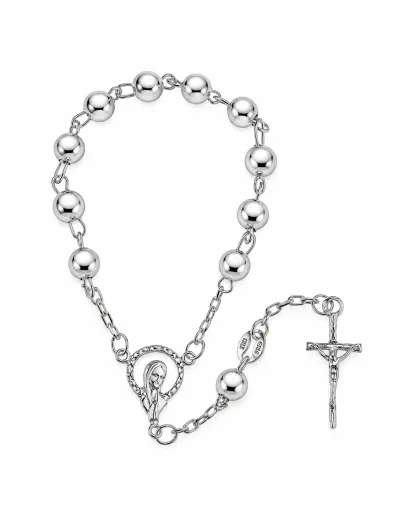 Srebrny różaniec dziesiątka 925 z Maryją i krzyżem | KALA SILVER