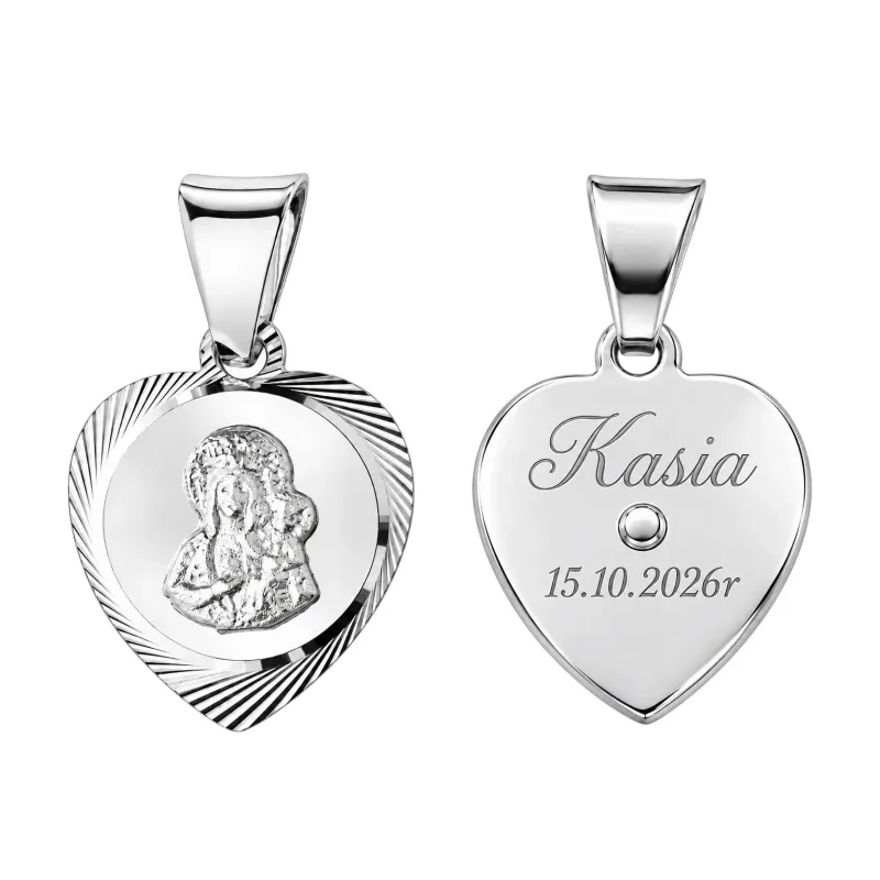 Medalik Diamentowany Madonna – Matka Boska Częstochowska 925