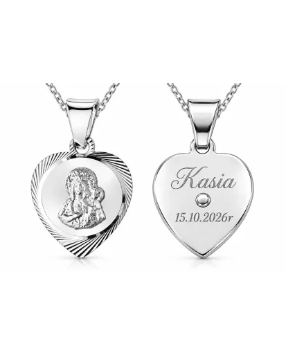 Medalik Diamentowany Madonna – Matka Boska Częstochowska 925