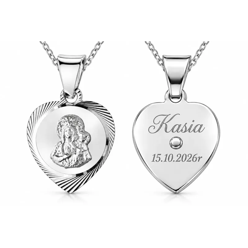 Medalik Diamentowany Madonna – Matka Boska Częstochowska 925