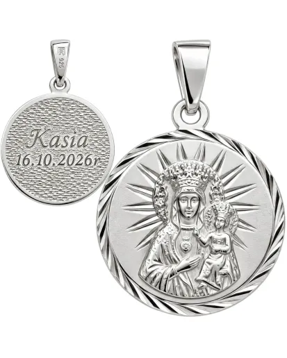 Medalik srebrny Matka Boska Częstochowska 925