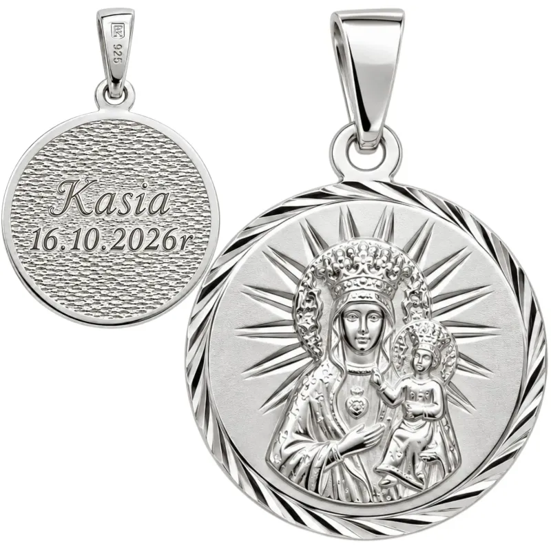 Medalik srebrny Matka Boska Częstochowska 925