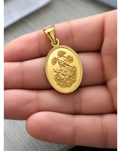 Pozłacany srebrny medalik Św. Rita z Cascii 925 – do łańcuszka