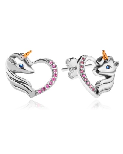 SREBRNE KOLCZYKI DZIECIĘCE JEDNOROŻCE CYRKONIA SZTYFT PRÓBA 925