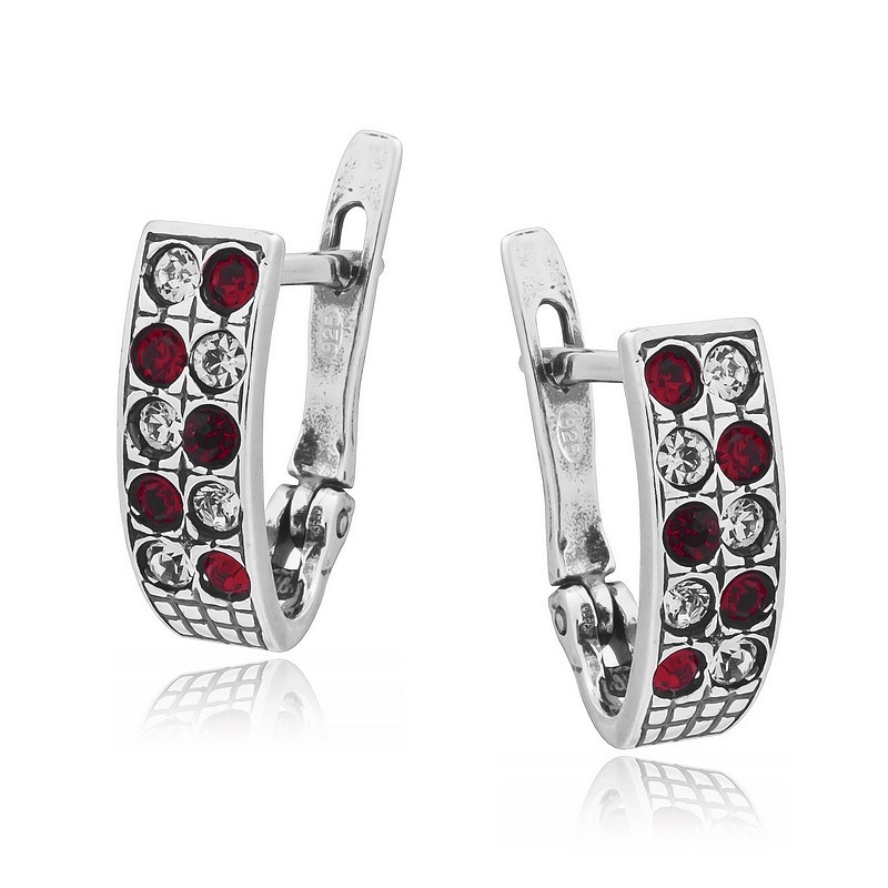 SREBRNE OKSYDOWANE KOLCZYKI DAMSKIE PRZECINKI CYRKONIA SREBRO 925