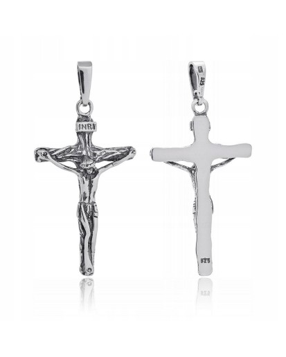 Męski krzyżyk z Jezusem 925 – srebro oksydowane