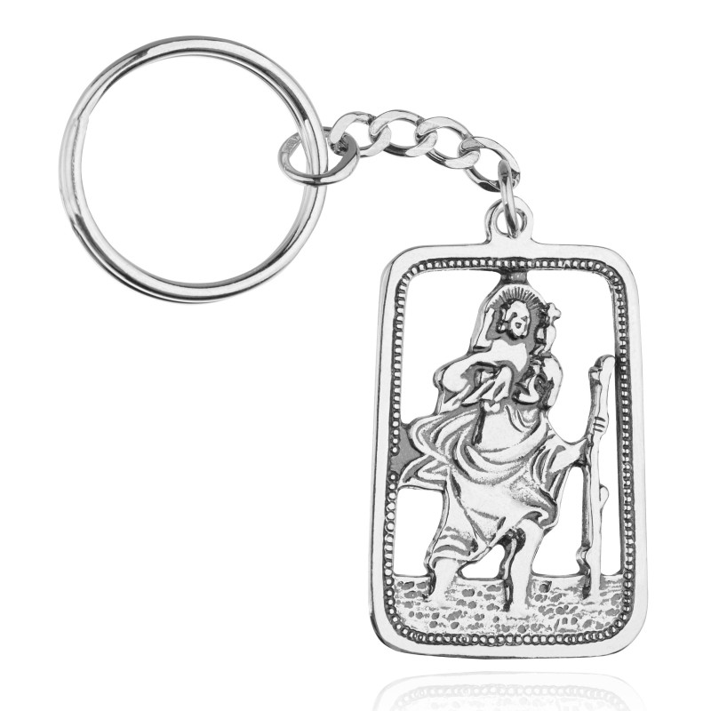 Srebrny brelok Św. Krzysztof 925 oksydowany do kluczy