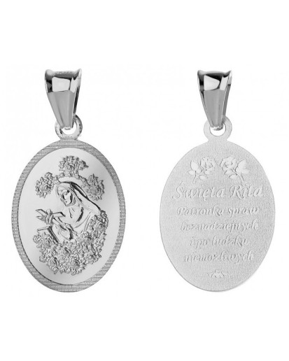 SREBRNY MEDALIK DO ŁAŃCUSZKA ŚWIĘTA RITA Z CASCII SREBRO PRÓBA 925