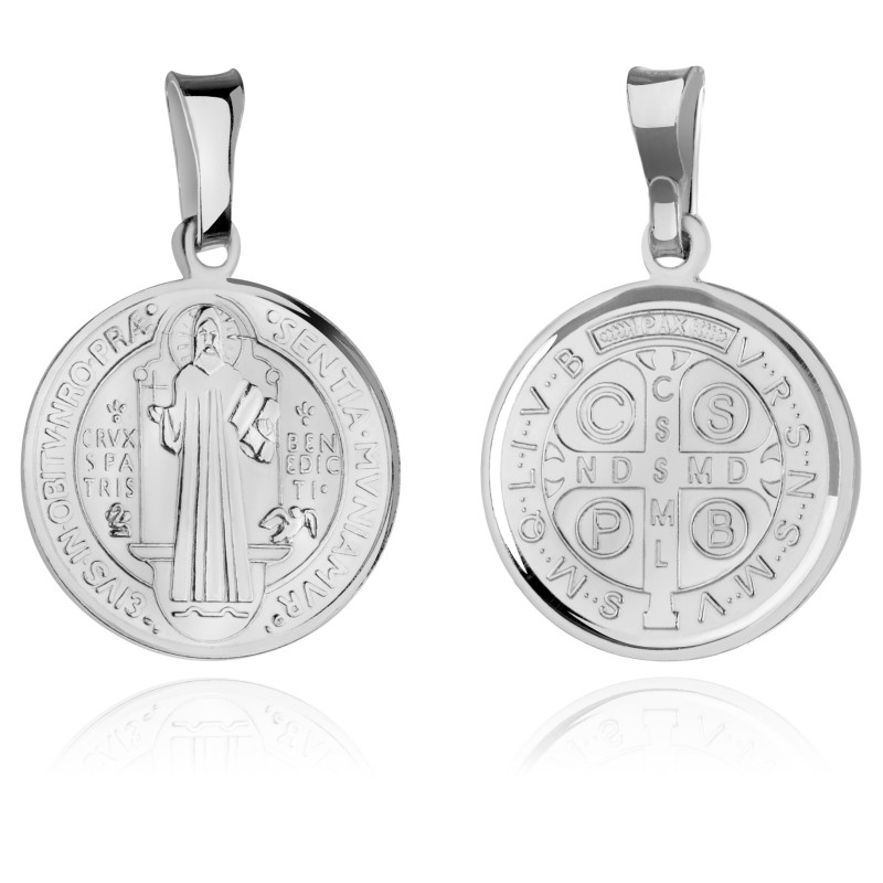 SREBRNY MEDALIK DO ŁAŃCUSZKA ŚW. BENEDYKT SREBRO 925 ŚREDNI