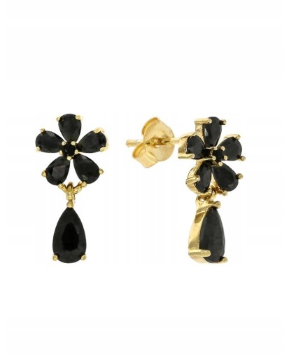 Srebrne kolczyki damskie angielskie kwiatki cyrkonia sztyft 925