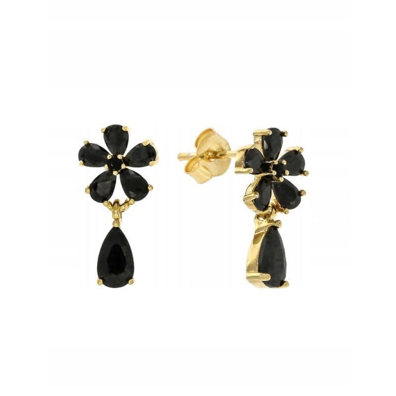 Srebrne kolczyki damskie angielskie kwiatki cyrkonia sztyft 925