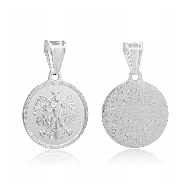 SREBRNY MEDALIK DO ŁAŃCUSZEK ORZEŁ BIAŁY DIAMENTOWANA ZAWIESZKA PRÓBA 925