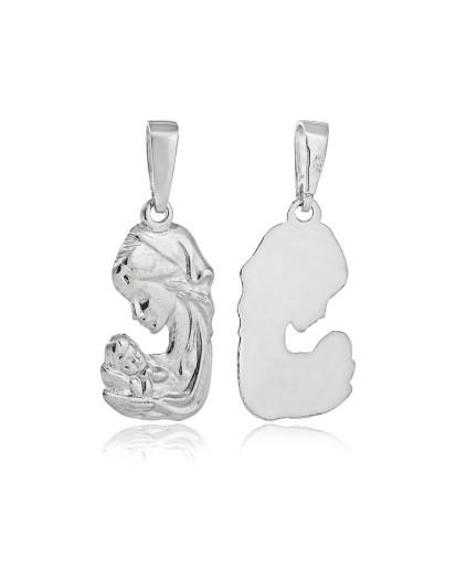 SREBRNY MEDALIK Z WIZERUNKIEM MATKI BOSKIEJ Z DZIECIĄTKIEM SREBRO 925