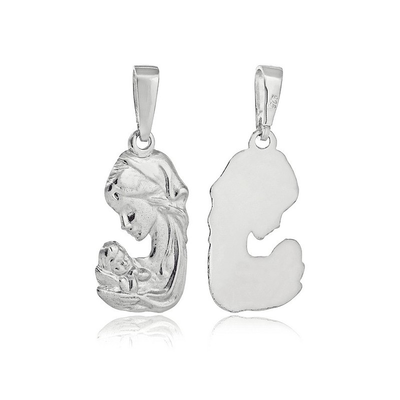 SREBRNY MEDALIK Z WIZERUNKIEM MATKI BOSKIEJ Z DZIECIĄTKIEM SREBRO 925