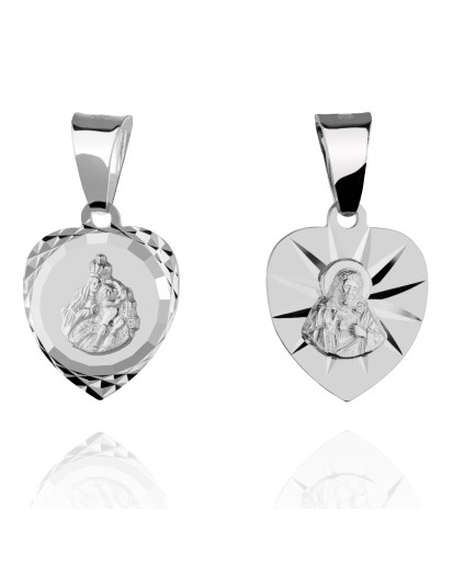 Srebrny medalik Szkaplerz w sercu 925 - medalion szkaplerzna ze srebra