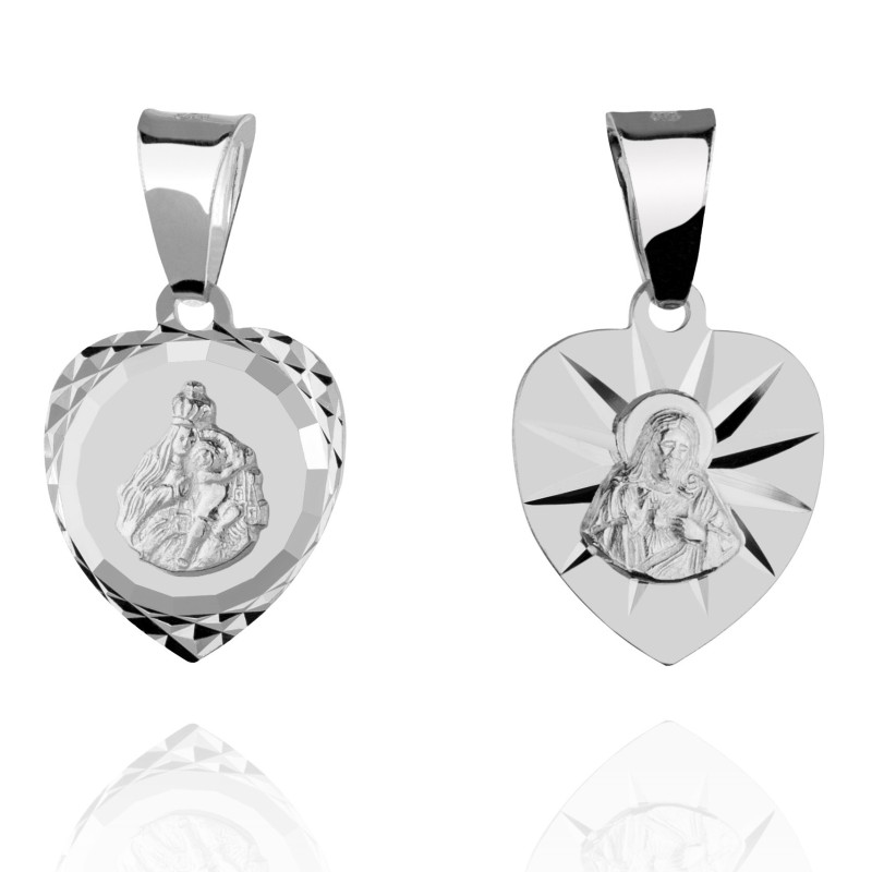 Srebrny medalik Szkaplerz w sercu 925 - medalion szkaplerzna ze srebra