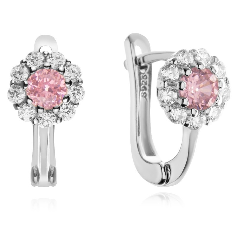 Srebrne kolczyki dla dziewczynki kwiatki angielskie z cyrkoniami 925