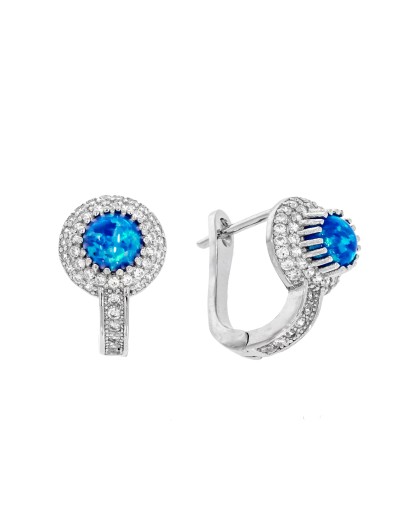 Srebrne kolczyki damskie angielskie z opalem 925