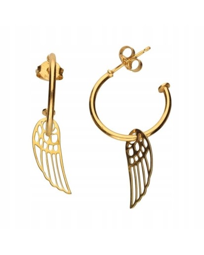 Srebrne kolczyki damskie skrzydła kółka ażurowe 925