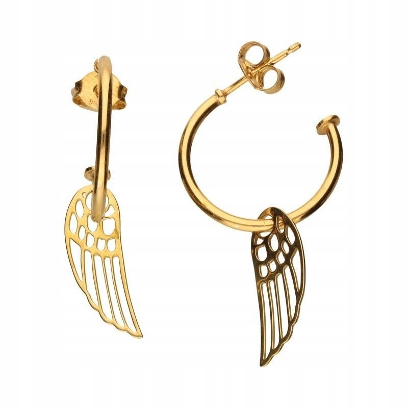 Srebrne kolczyki damskie skrzydła kółka ażurowe 925