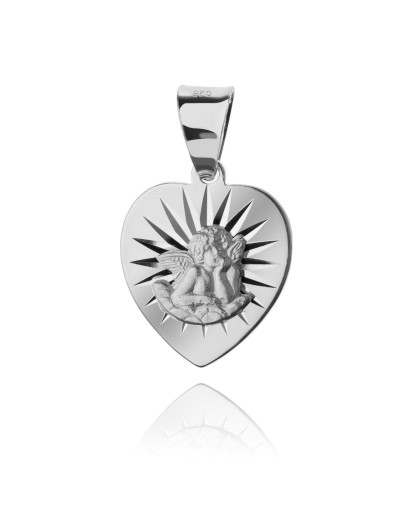 Św. Michał w sercu 925 – srebrny diamentowany medalik do łańcuszka