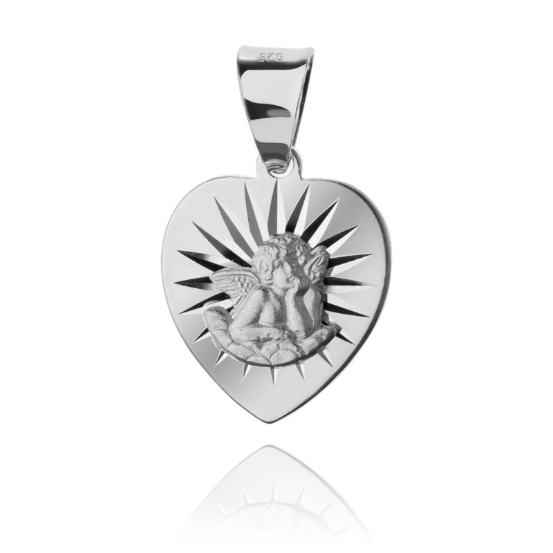 Św. Michał w sercu 925 – srebrny diamentowany medalik do łańcuszka