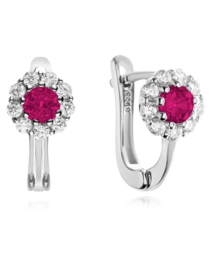 Srebrne kolczyki dla dziewczynki kwiatki angielskie z cyrkoniami 925