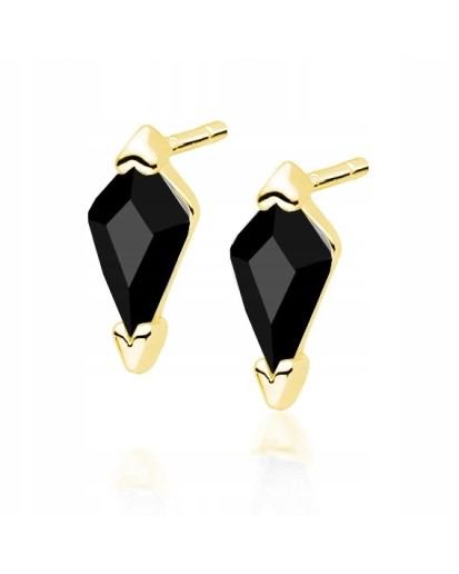 SREBRNE KOLCZYKI DAMSKIE ZŁOTE CYRKONIA SZTYFT PRÓBA 925