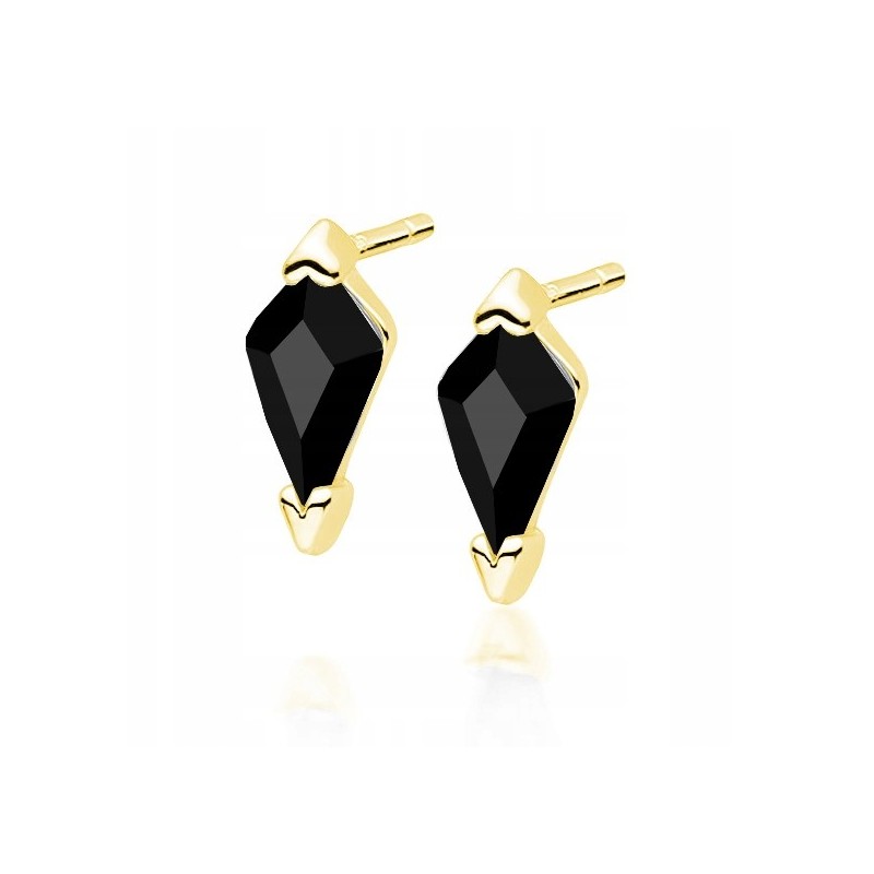 SREBRNE KOLCZYKI DAMSKIE ZŁOTE CYRKONIA SZTYFT PRÓBA 925