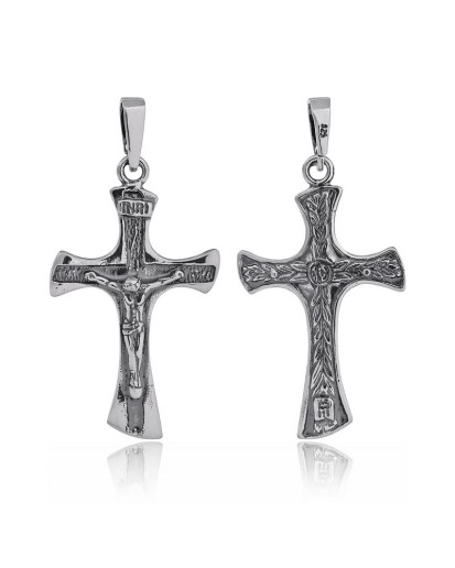 Krzyżyk srebrny oksydowany 925 z Jezusem – lekki model ze srebra