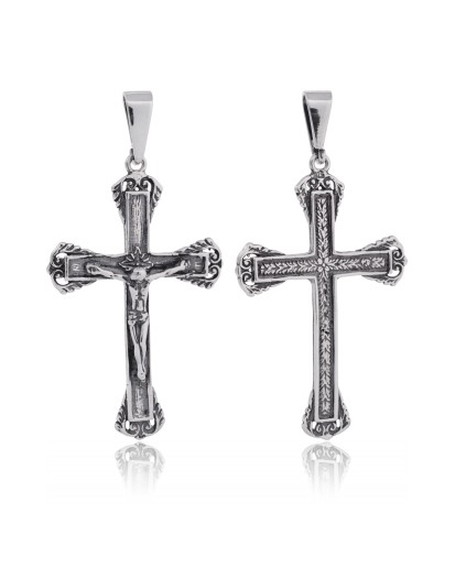 SREBRNY KRZYŻYK OKSYDOWANY Z WIZERUNKIEM PANA JEZUSA 925