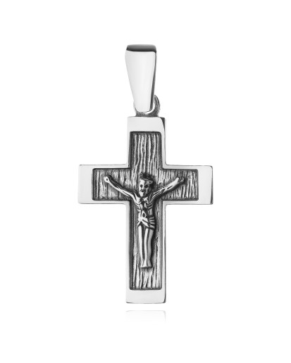 Srebrny krzyżyk z Jezusem 925 oksydowany – religijny wisiorek