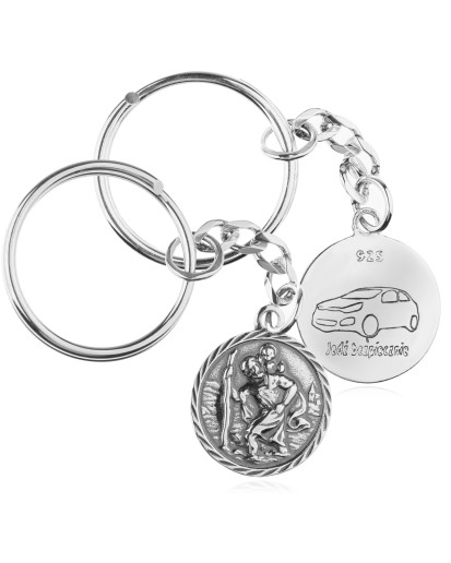 Brelok Święty Krzysztof srebro 925 oksydowane – na co dzień