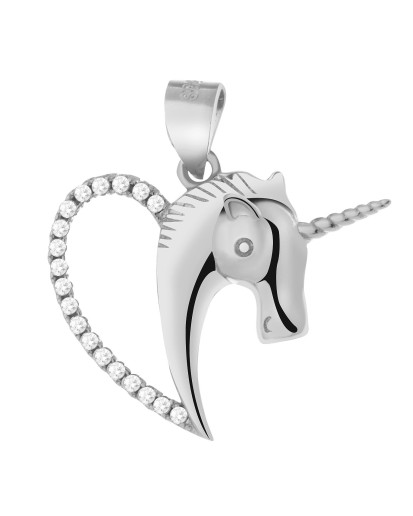 Wisiorek srebrna zawieszka rodowana jednorożec 925