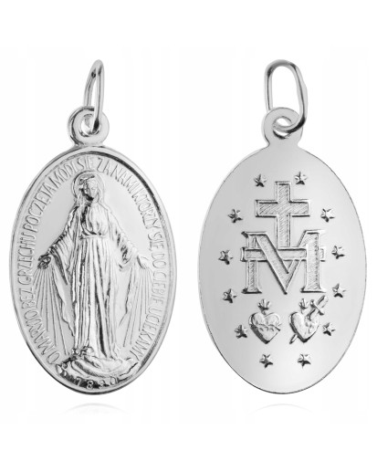 Większy Cudowny Medalik srebrny 925 – Niepokalana Matka Boska srebro