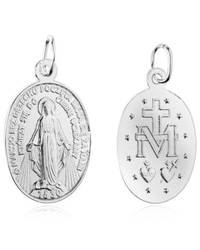 SREBRNY MEDALIK CUDOWNA MATKA BOSKA NIEPOKALANA SREBRO 925 ŚREDNI