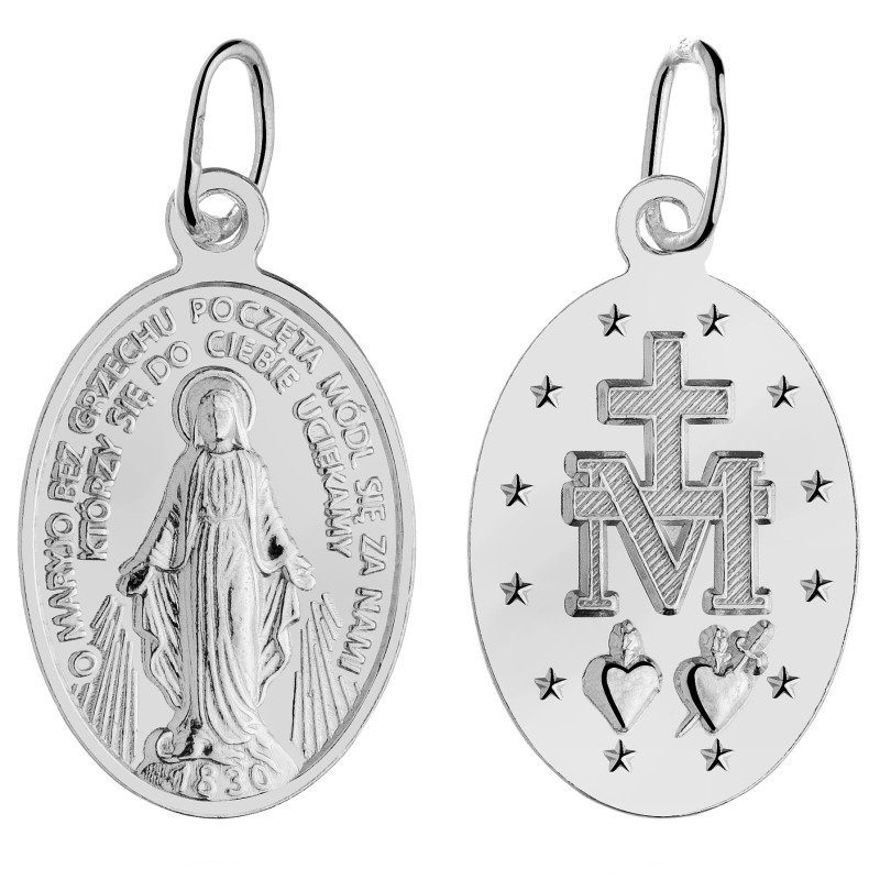 Mały srebrny medalik 925 – Niepokalana cudowny medalion ze srebra