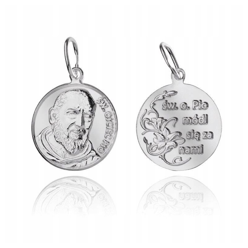 Mały srebrny medalik Ojciec Pio 925 – delikatna zawieszka